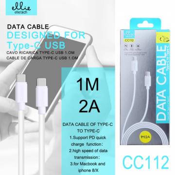 Ellietech CC112 Câble Type-C A Type-C Charge Rapide 2A 1M Blanc